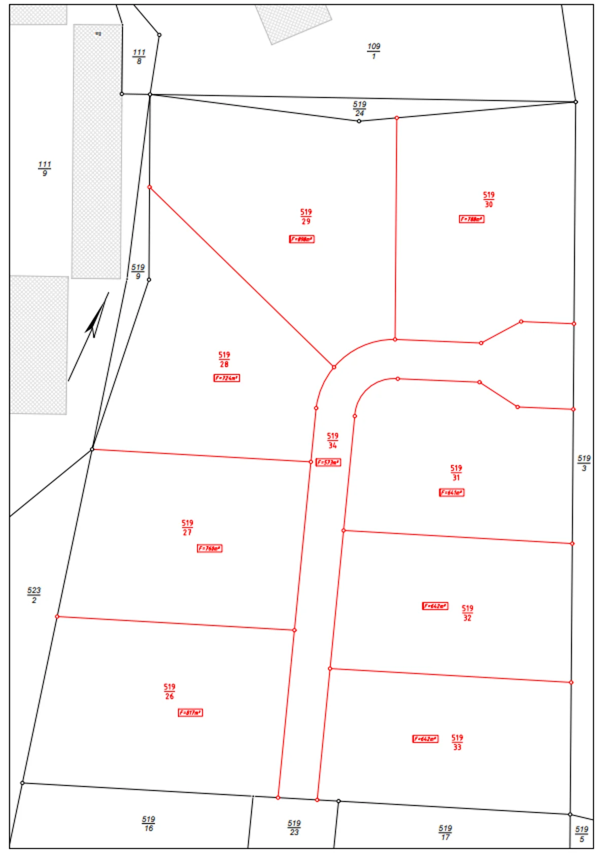 Katasterplan mit Parzellen